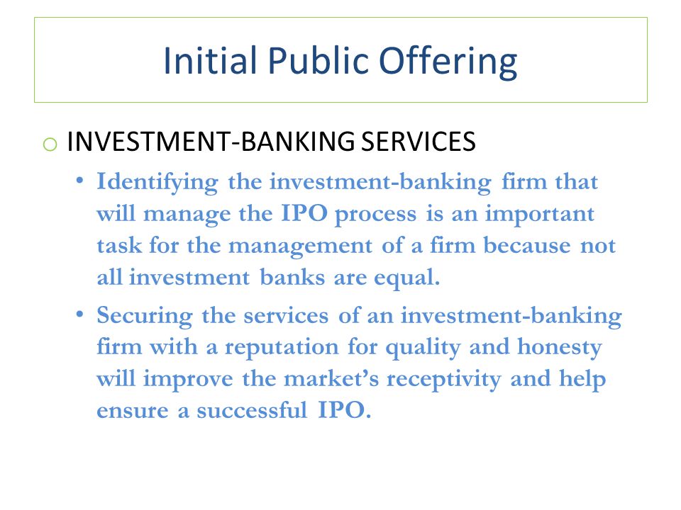 investment banker public offering